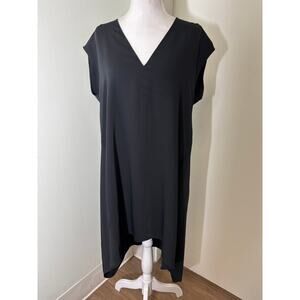 Rachel Rachel Black Sleeveless V-Neck Hi Low Hem Midi Dress Sz L